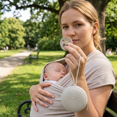 Boite a tetine avec maman au parc