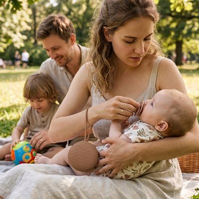 Boite a tetine avec mama papa soeur pique nique