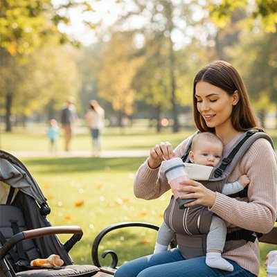 Boite doseuse lait maman au parc