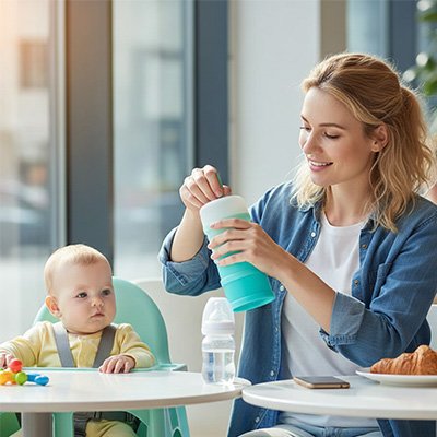 Boite doseuse lait nomade maman prepare biberon bebe