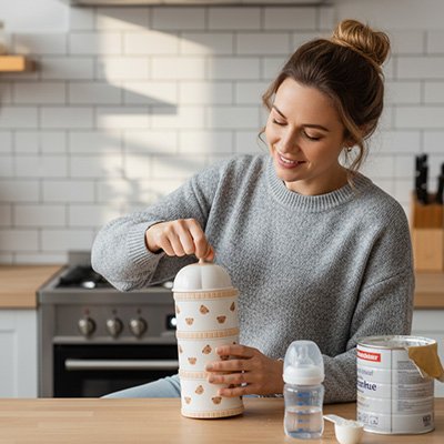 Boite doseuse lait pratique maman prepare lait pour biberon