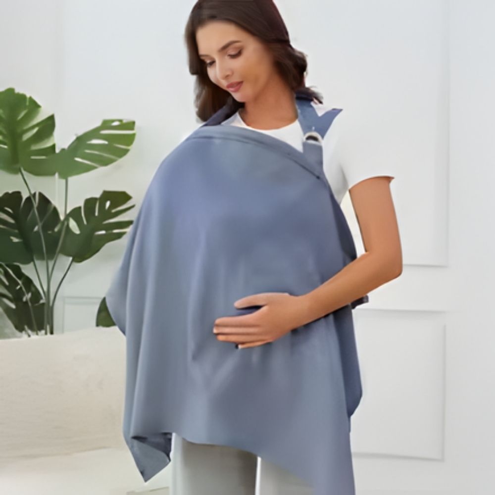 cape d'allaitement bleu maman protège son enfant