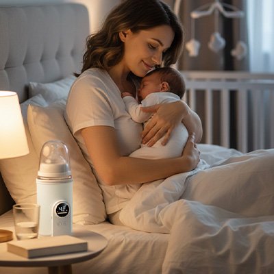 Chauffe biberon a coter de maman dans sa chambre