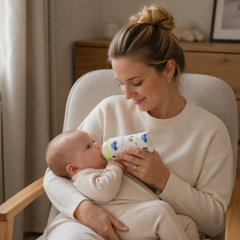 Chauffe biberon nomade maman assise avec bebe  le biberon