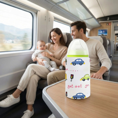 chauffe biberon papa maman bebe dans train