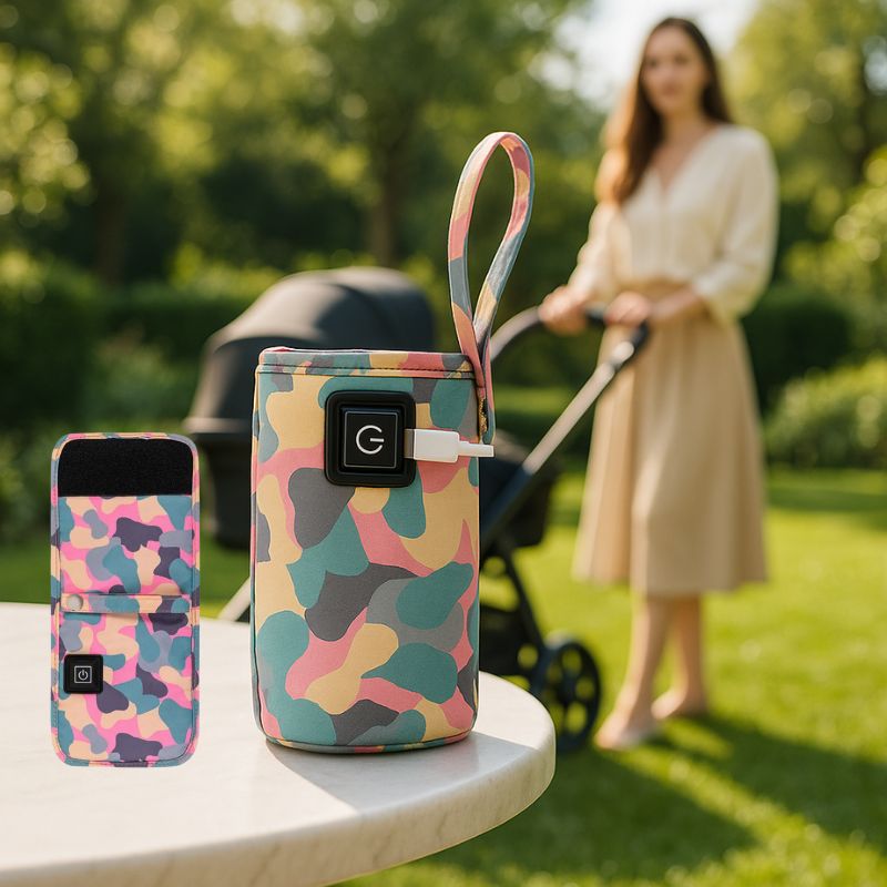 chauffe biberon portable maman promene bebe avec biberon