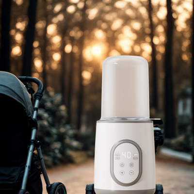 chauffe biberon pro en poussette au parc