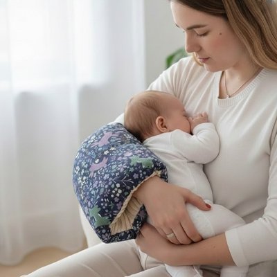 Coussin d'allaitement dans bras maman