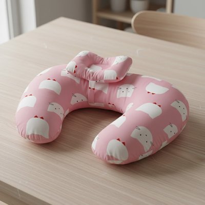 Coussin d'allaitement rose chat