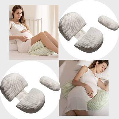 "Coussin grossesse ergonomique offrant un soutien optimal pour le ventre et le dos, et les jambes"