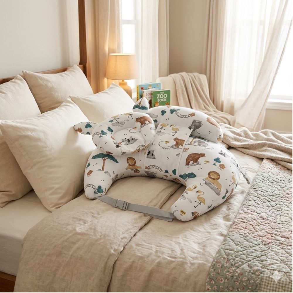 maman a poser sur son lit coussin d'allaitement 