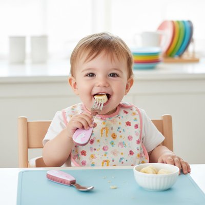 Couvert bébé​ enfant assit dans sa chaise