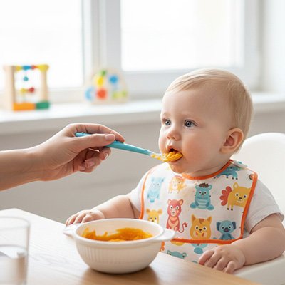 Cuillere bebe maman donne cuillere a son enfant