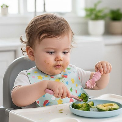 Cuillere bebe qui mange son avocat