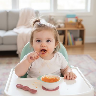 Cuillere bebe rose enfant mange seul