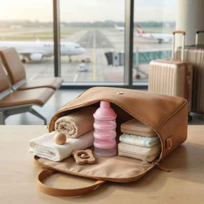 doseur de lait dans sac maman qui voyage