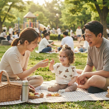 en famille avec Bavoir pour bebe Style chic au parc