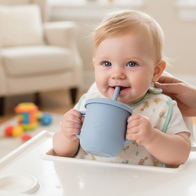 Gobelet bebe bleu avec bebe