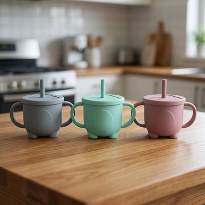 Gobelet bebe trois coloris pastel
