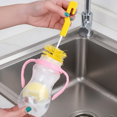 Goupillon biberon  jaune Maman nettoie biberon