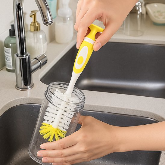 Goupillon biberon nettopur maman lave biberon dans evier