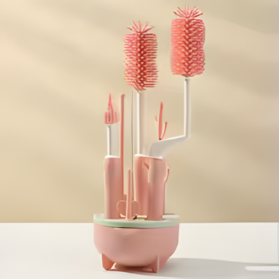 goupillon biberon silicone hygiababy blanc rose