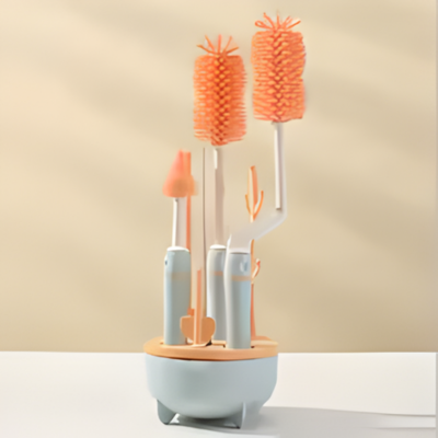 goupillon biberon silicone hygiababy bleu orange
