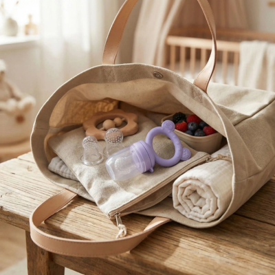 grignoteuse bébé  dans sac maman