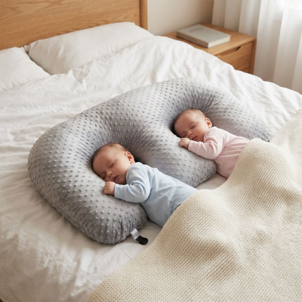 jumeaux dors securiser dans Coussin allaitement  gris