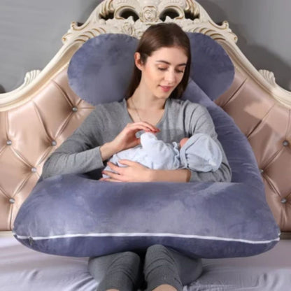 maman paisible avec son bebe au litsur Coussin de grossesse 