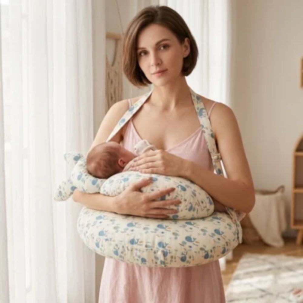 maman dans chambre avec bebe sur Coussin allaitement