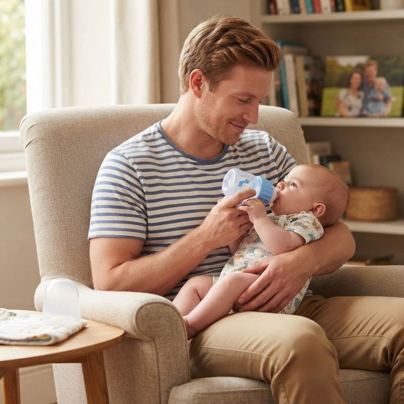 papa nourrie bebe avec biberon bebe ColorSoft