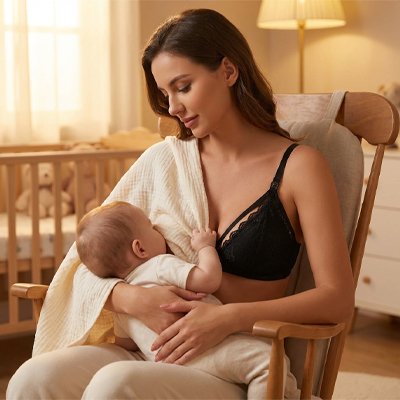 Soutien gorge allaitement maman nourrie bebe au sein
