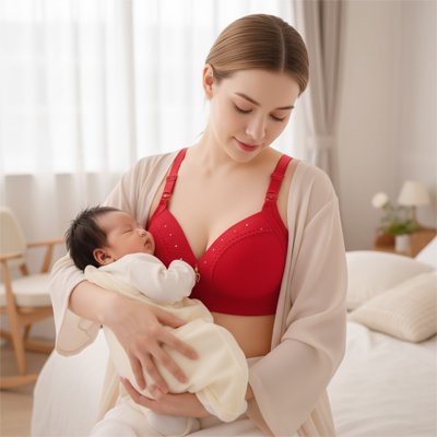 Soutien gorge allaitement maman serre son bebe dans ses bras