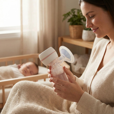 tire lait electrique bibolore blanc avec maman