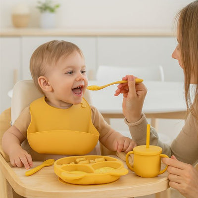 Vaisselle bebe jaune enfant maman